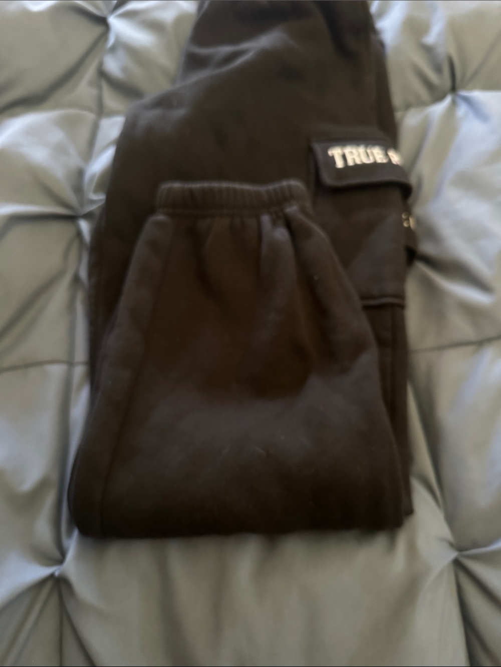 True Religion Black Cargo Sweatpants with Logo Waistband - Picture 5 of 5